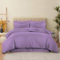 Homes-Linen 180 Thread Count Percale Duvet Cover Set Non Iron Polycotton Bedding in Lilac | Size: Single