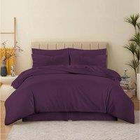 Homes-Linen 180 Thread Count Percale Duvet Cover Set Non Iron Polycotton Bedding in Plum | Size: Single
