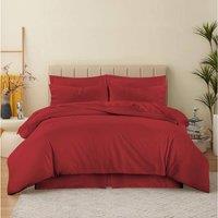 Homes-Linen 180 Thread Count Percale Duvet Cover Set Non Iron Polycotton Bedding in Red | Size: Single