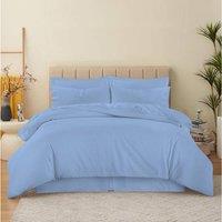Homes-Linen 180 Thread Count Percale Duvet Cover Set Non Iron Polycotton Bedding in Baby Blue | Size: Single