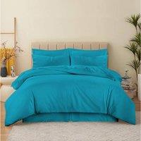 Homes-Linen 180 Thread Count Percale Duvet Cover Set Non Iron Polycotton Bedding in Teal | Size: Single