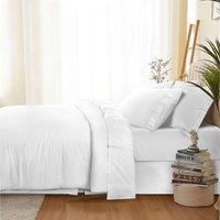 Homes-Linen 180 Thread Count Percale Pleated Valance Sheet Non Iron Polycotton in White | Size: King