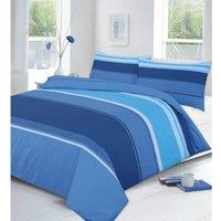 Homes-Linen Carter Printed Polycotton Duvet Cover Set Soft Easy Care Bedding in Blue | Size: Single