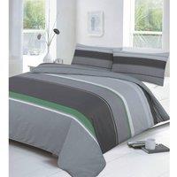 Homes-Linen Carter Printed Polycotton Duvet Cover Set Soft Easy Care Bedding in Grey | Size: Single