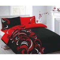 Homes-Linen Jacob Printed Polycotton Duvet Cover Set Soft Easy Care Bedding in Black | Size: Super King