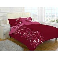 Homes-Linen Jacob Printed Polycotton Duvet Cover Set Soft Easy Care Bedding in Wine | Size: Single