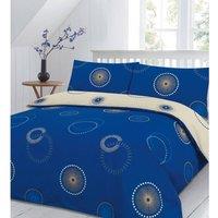 Homes-Linen Eden Printed Polycotton Duvet Cover Set Soft Easy Care Bedding in Blue | Size: Super King