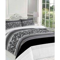 Homes-Linen Camilla Printed Polycotton Duvet Cover Set Soft Easy Care Bedding in Black | Size: Single