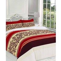 Homes-Linen Camilla Printed Polycotton Duvet Cover Set Soft Easy Care Bedding in Red | Size: Single