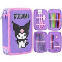 Hello Kitty Kuromi 2 Compartment Pencil Case School Stationary in Purple