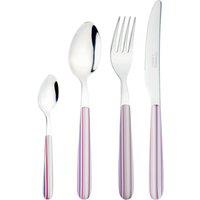 Grunwerg Greenworks 24 Piece Cutlery Set Pastel Stripe Handle in Dusty Pink | Size: 1 Pack