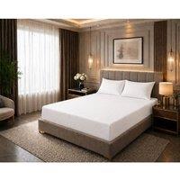 Homes-Linen 180 Thread Count Cotton Rich Percale 25cm Fitted Sheet in White | Size: Super King