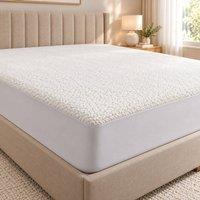 Homes-Linen Teddy Bear Fleece Mattress Protector 30cm Deep Soft Warm Under Fleece in White | Size: Super King