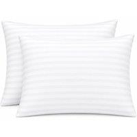 Homes-Linen 250 Thread Count Stripe Pillowcase Set 100% Cotton Hotel Quality in White | Size: Standard Pillow Case