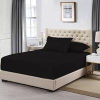 Homes-Linen 200 Thread Count Egyptian Cotton Extra Deep Fitted Sheet 40cm Luxury in Black | Size: Single