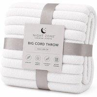 Homes-Linen Big Cord Teddy Fleece Thermal Soft Warm Sofa & Bed Throw 150 X 200 Cm in White | Size: 150 cm 200 cm
