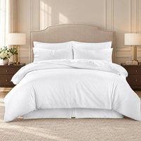Homes-Linen 180 Thread Count Percale Duvet Cover Set Non Iron Polycotton Bedding in White | Size: King
