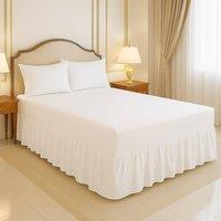 Homes-Linen 200 Thread Count Egyptian Cotton Pleated Valance Sheet Hotel Quality in White | Size: Super King
