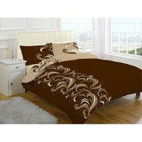 Homes-Linen Jacob Printed Polycotton Duvet Cover Set Soft Easy Care Bedding in Chocolate | Size: Super King