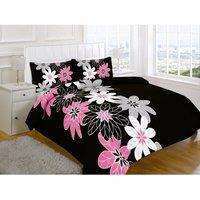 Homes-Linen Lynda Printed Polycotton Duvet Cover Set Soft Easy Care Bedding in Black | Size: Single