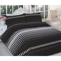 Homes-Linen Elliot Printed Polycotton Duvet Cover Set Soft Easy Care Bedding in Black | Size: Single