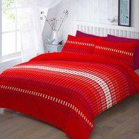 Homes-Linen Elliot Printed Polycotton Duvet Cover Set Soft Easy Care Bedding in Red | Size: Single