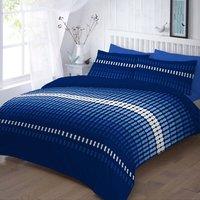 Homes-Linen Elliot Printed Polycotton Duvet Cover Set Soft Easy Care Bedding in Blue | Size: Single