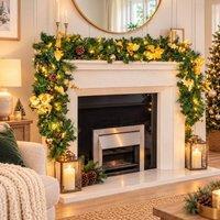Marco Paul 9ft Festive Gold Foliage Garland Warm White LED