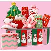 Biscuiteers Merry & Bright Biscuit Tin in Pink