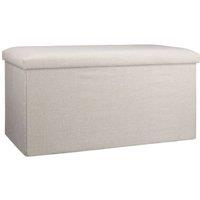 HOME LUXE INTERIOR Cream Linen Effect Storage Ottoman Bench & Coffee Table - 76cm