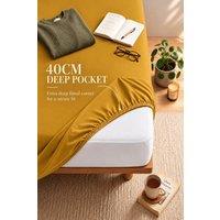 Pamposh Ultra Soft Microfibre Plain Fitted Sheet - 40cm Deep in Mustard | Size: King Fitted