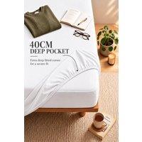 Pamposh Ultra Soft Microfibre Plain Fitted Sheet - 40cm Deep in White | Size: King Fitted