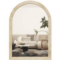 AKA Arched Wall Mirror, Grooved Edge & Hooks, Beige