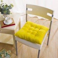 YnysTec Chair Seat Pad Cushions with Ties for Dining Kitchen Garden & Patio in Yellow | Size: 40 cm x 40 cm