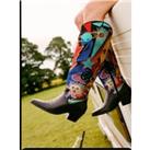 Leather Embroidered Knee High Cowboy Boots