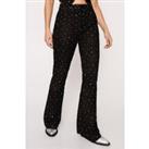 Real Suede Diamante Studded Flare Pants