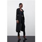 Sheer Panel Detailed Belted Trench Coat