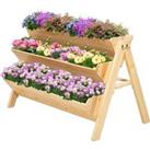 3 Tier Wooden Garden Raised Bed Plant Bed with Clapboard and Hooks