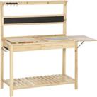 Potting Bench Table Workstation w/ Chalkboard, Sink, Hooks Drawer