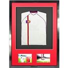 3D + Double Aperture Mounted Sports Shirt Display Frame with Gloss Black Frame and Red Mount 50 x 70cm