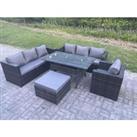 8 Seater Outdoor Lounge Sofa Garden Furniture Set Patio Rattan Rectangular Dining Table Chair