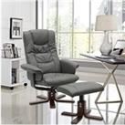 Grey PU Leather Adjustable Swivel Recliner with Footstool