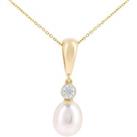 9ct Gold Diamond Pear Pearl 8x12mm Lightbulb Cap Necklace 18 - PP0AXL6072YPRL