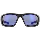 Wrap Polished Black Deep Blue Polarized Valve Sunglasses