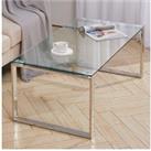 Tempered Glass End Table with Chrome Base