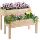 2-Piece Solid Fir Wood Plant Raised Bed Garden Step Planter Stand