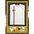 3D + Double Aperture Mounted Sports Shirt Display Frame with Gloss Black Frame and Gold Mount 59.4 x 84cm