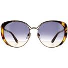 Cat Eye Amber Gold Tortoise Blue Gradient Sunglasses