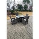 Rattan Gas Fire Pit Oblong Dining Table Gas Heater Adjustable Chair And Table Set 4 Seat