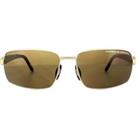 Rectangle Gold Carbon Brown P8902 Sunglasses